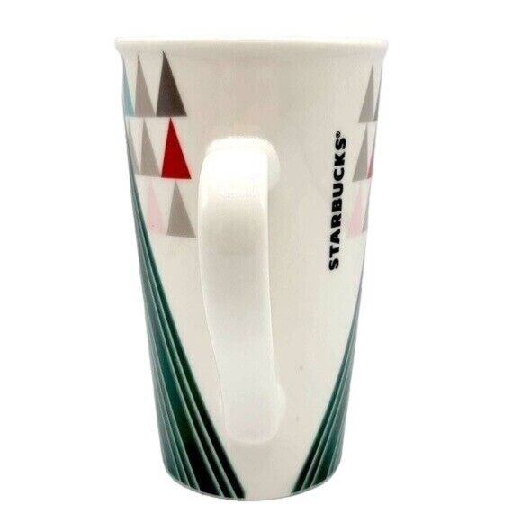 2/$15 Starbucks Holiday Christmas Triangle Tree Mug Ivory Green Red Pink 16oz - Picture 6 of 10